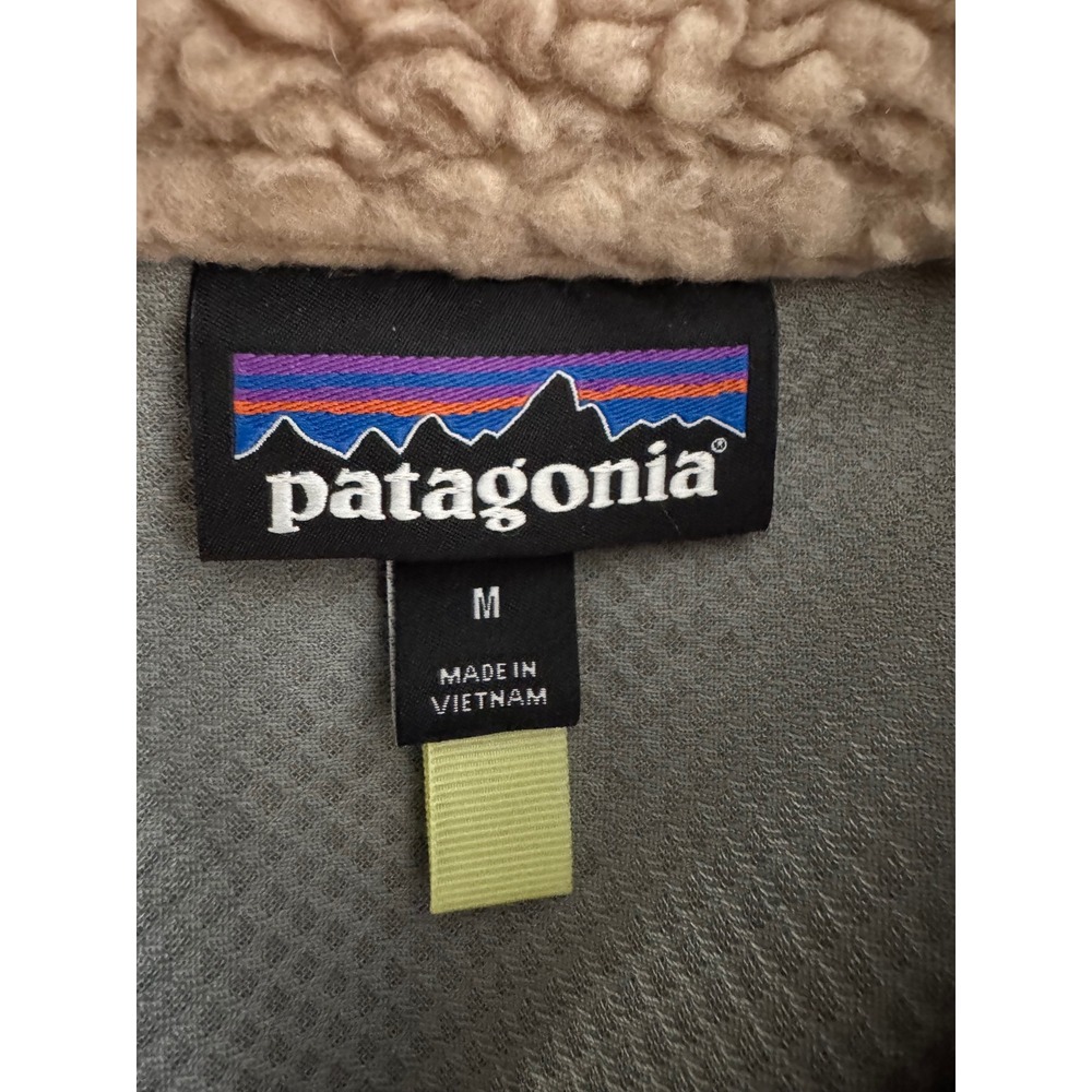 Patagonia Women's Classic Retro-X Fleece Jacket Tan Grey Neon Yellow Size Medium - Picture 3 of 8